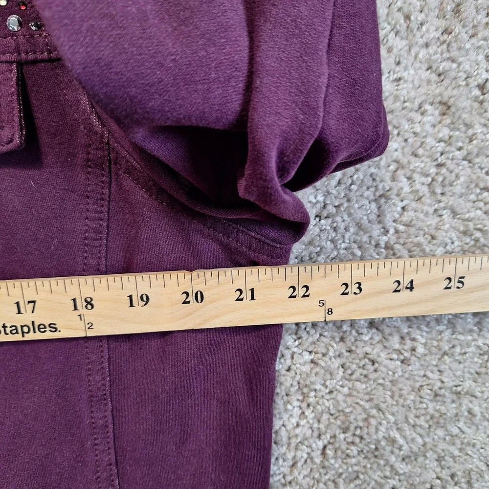 Quacker Factory Jacket Womens L Purple DreamJeannes Rhinestone Bling Denim Style